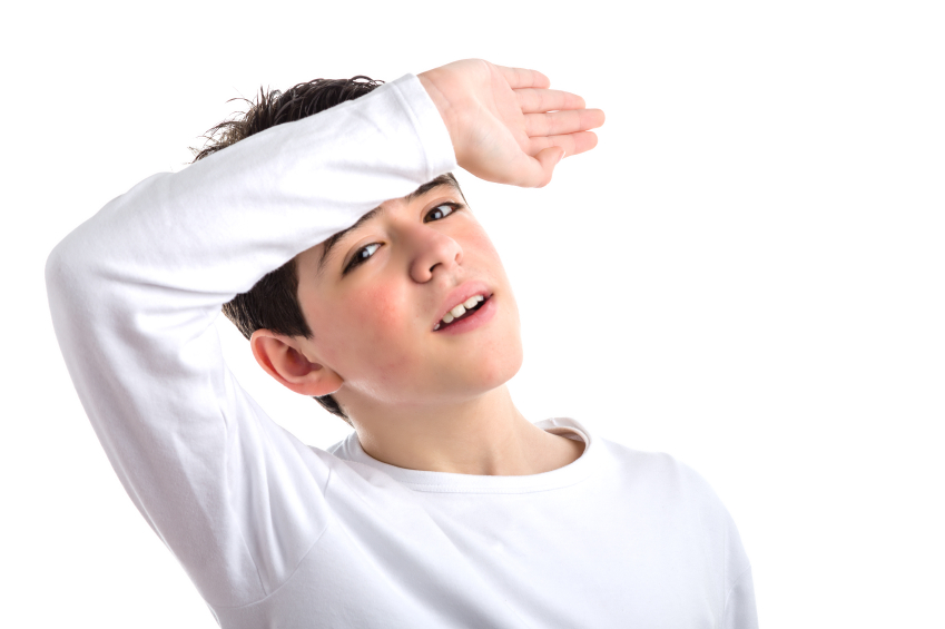 Hispanic smooth-skinned boy holding his arm on the front | Bumppy